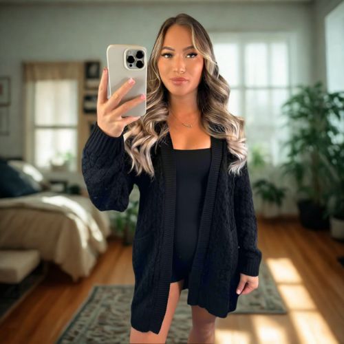 Waffle Knitted Cardigan