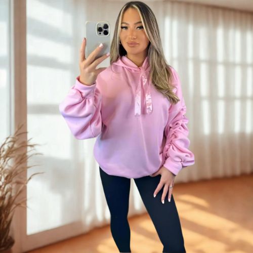 Hoodie - Ruched Sleeve