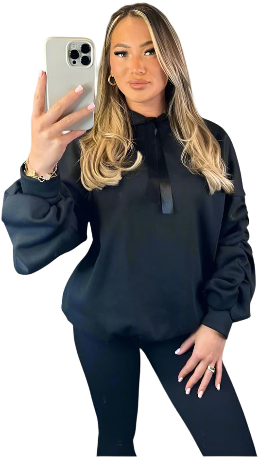 Hoodie - Ruched Sleeve