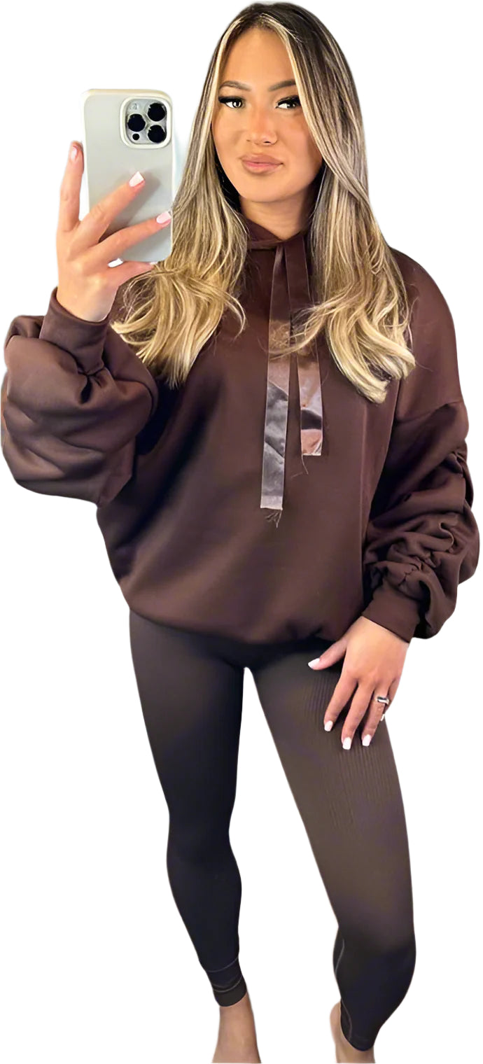 Hoodie - Ruched Sleeve