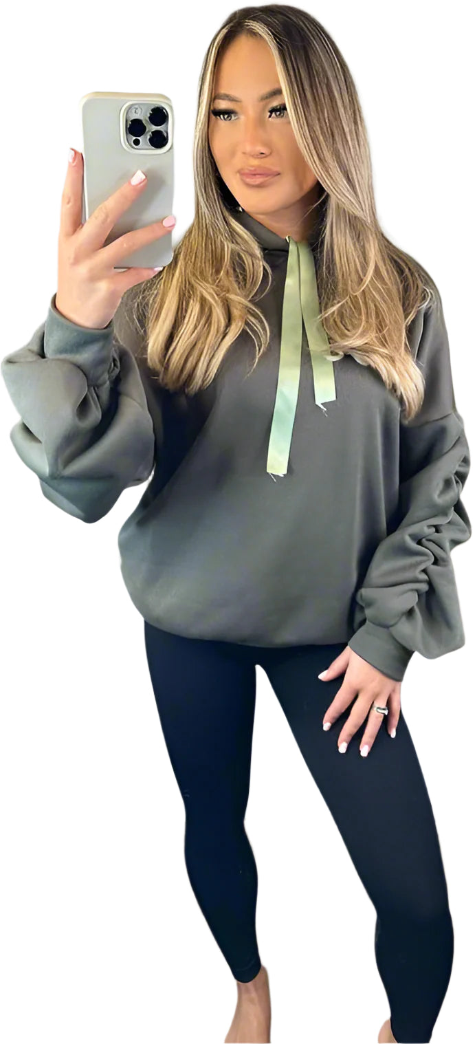 Hoodie - Ruched Sleeve