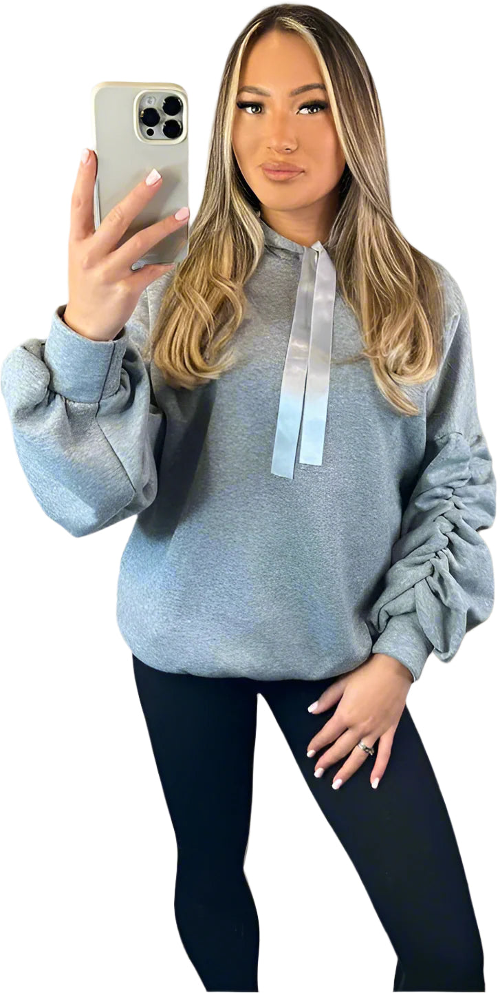 Hoodie - Ruched Sleeve