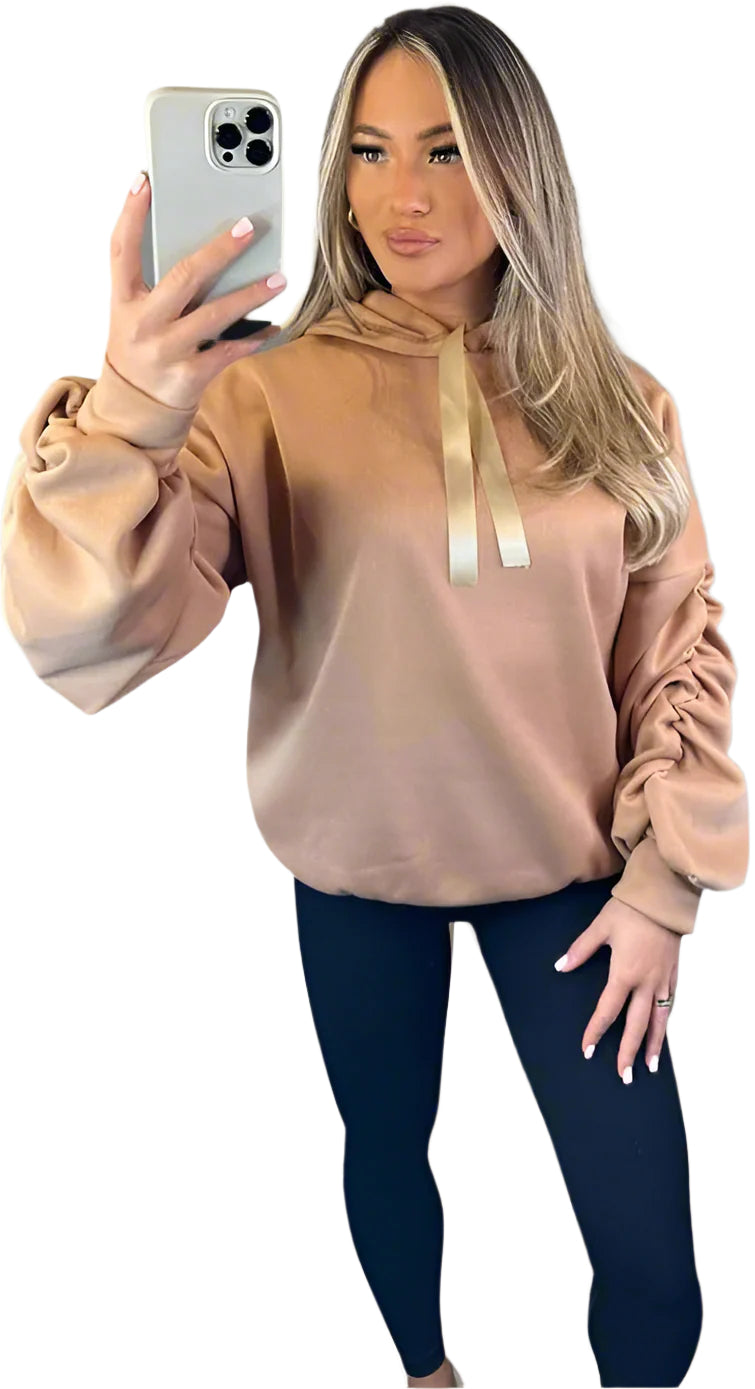 Hoodie - Ruched Sleeve