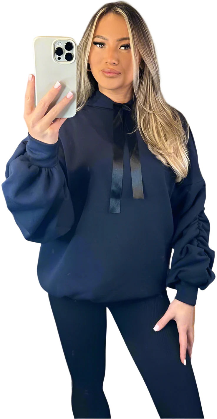 Hoodie - Ruched Sleeve