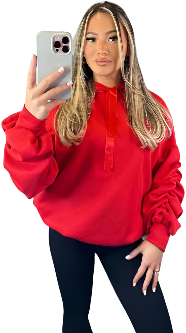 Hoodie - Ruched Sleeve