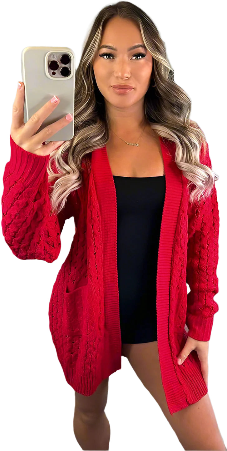Waffle Knitted Cardigan