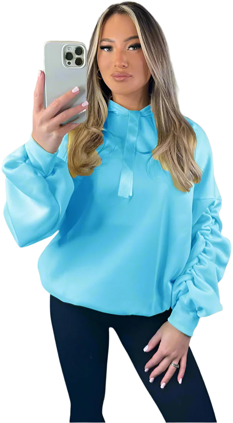 Hoodie - Ruched Sleeve