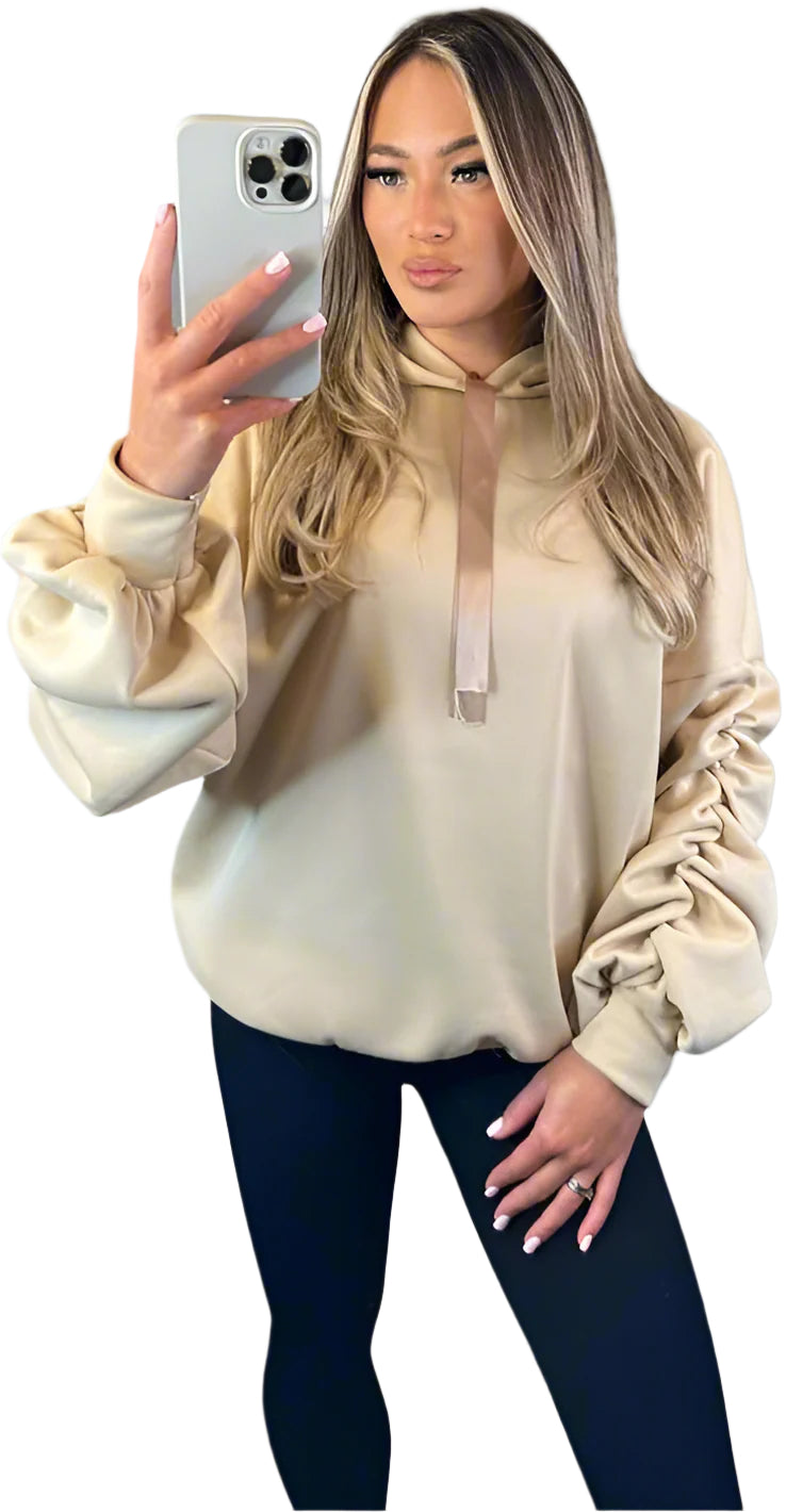 Hoodie - Ruched Sleeve