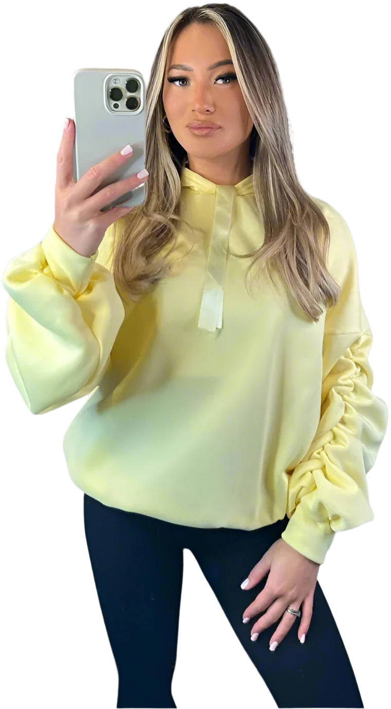 Hoodie - Ruched Sleeve