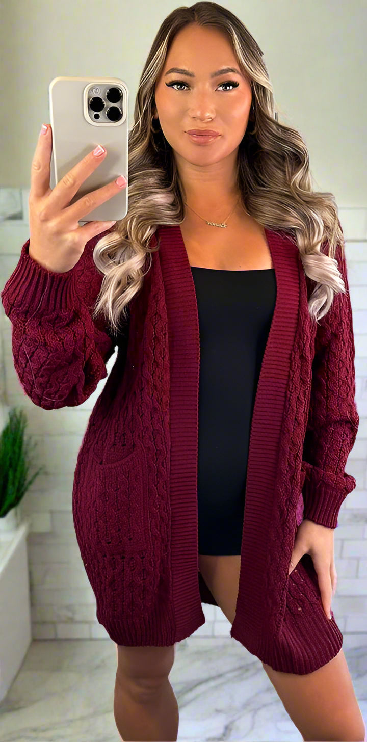 Waffle Knitted Cardigan